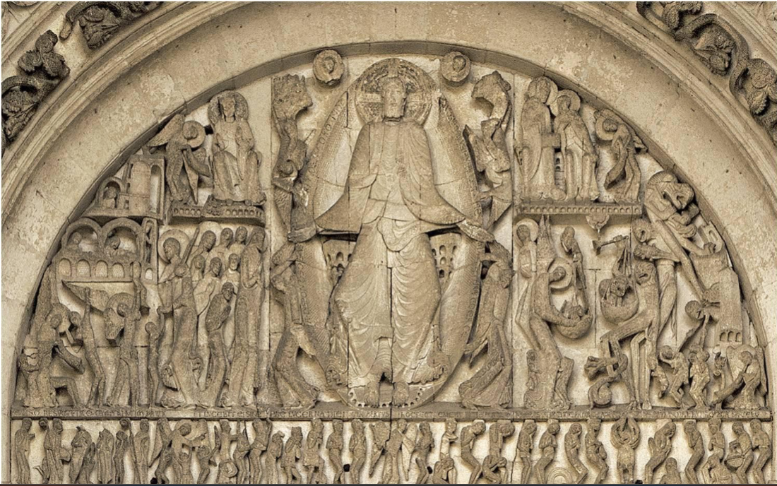 <p><span><span>Last Judgment, by Gislebertus, tympanum Saint-Lazare, Autun, ca. 1120 -35 (6-23)</span></span></p>