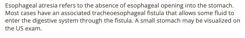 <p>a) esophageal atresia</p>
