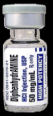 <p>Diphenhydramine (to reduce degranulation reactions).</p>