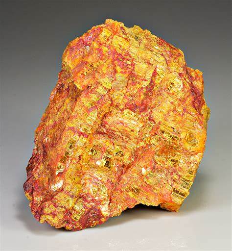 <ul><li><p>Chemical formula: As<sub>2</sub>S<sub>3</sub></p></li><li><p>Hardness:</p></li><li><p>Specific Gravity:</p></li><li><p>Cleavage:</p></li><li><p>Fracture:</p></li><li><p>Luster:</p></li><li><p>Streak: orange</p></li><li><p>Color: reddish-orange/yellow</p></li><li><p>Other:</p></li></ul><p></p>