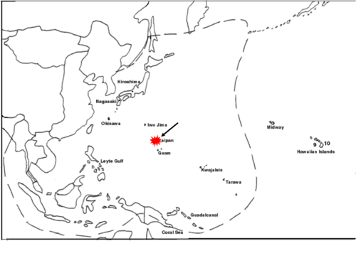 <p>This was a decisive battle in the Pacific war. Using the newly developed B-29 bombers, Tokyo was within bombing range of Saipan.</p>