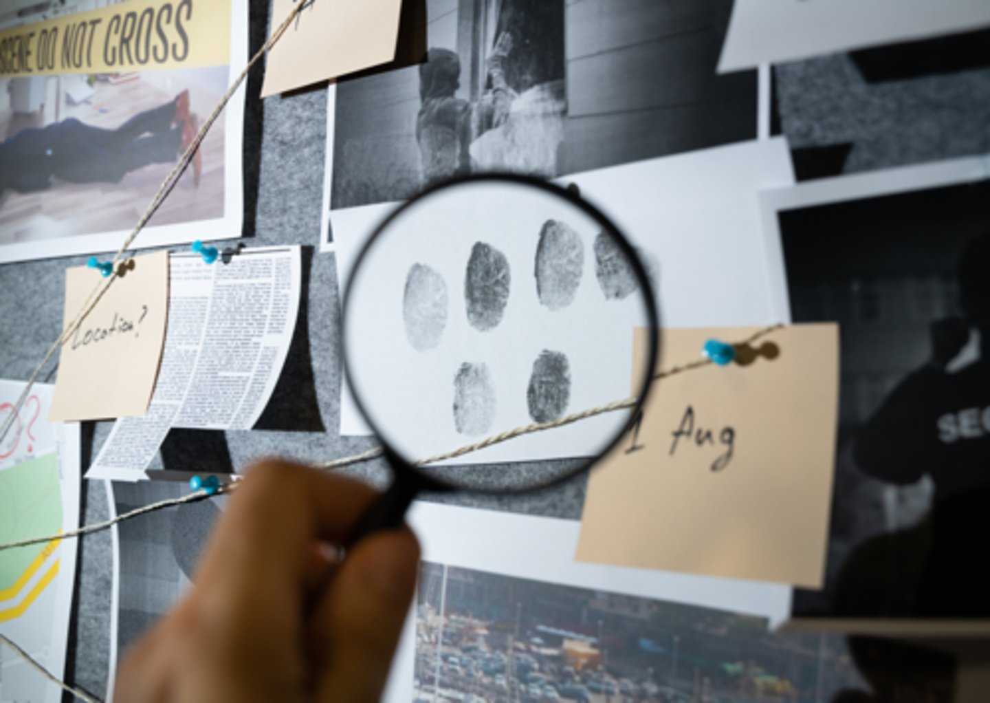 <p>when the police search for small signs or hints that can help them solve a crime.</p>