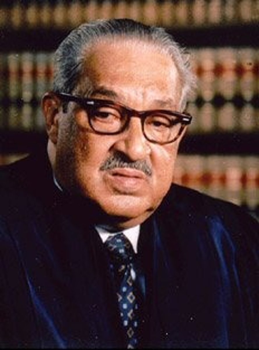 <p>In 1967, appointed the first Black Supreme Court Justice, he had led that NAACP's legal defense fund and had argued the Brown v. The Board of Education of Topeka, Kansas case before the Supreme Court.</p>