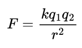 <p>Where ‘k’ is Coulomb’s Constant and ‘r’ is the distance between the two point charges.</p>