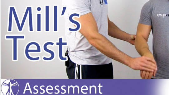 <ul><li><p><strong><u>Purpose:</u></strong> Lateral Epicondylitis</p></li><li><p><strong><u>Procedure:</u></strong></p><ul><li><p>Ask Pt to pinpoint pain (palpate as reference marker—should be lateral epicondyle)</p></li><li><p>Pt seated with elbow flexed and ~70 degrees shoulder ABD</p></li><li><p>Stabilize forearm (at elbow)</p></li><li><p>Passively flex wrist, then ulnarly deviate</p></li><li><p>If no pain, increase intensity by extending the arm and flexing the shoulder to ~90 degrees, repeat procedure</p></li></ul></li><li><p><strong><u>Positive Test: </u></strong>Reproduction of pain at lateral epicondyle</p></li></ul><p></p>