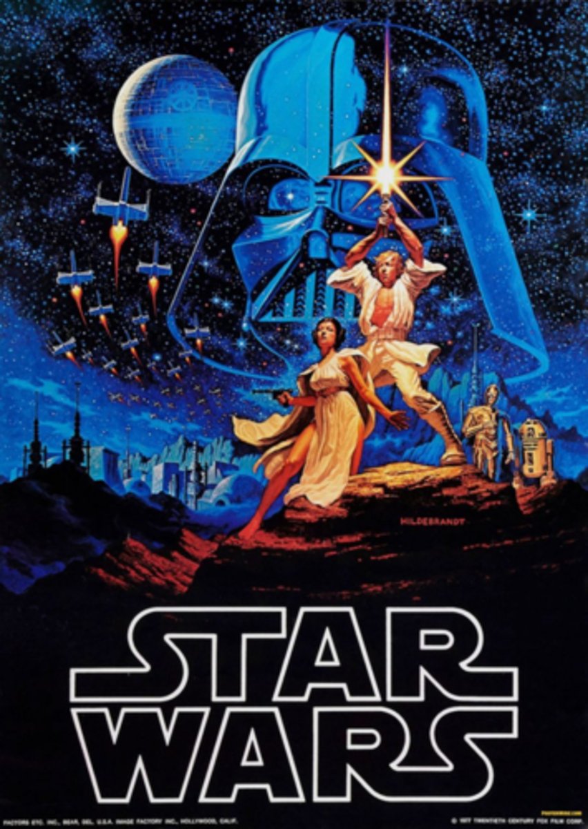 <p>font used in title invoke memories of star wars film poster. drawing on similar expectations to help define and circulate st</p>