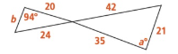 <p>Find the value of <em>a</em> such that the triangles are similar.</p>