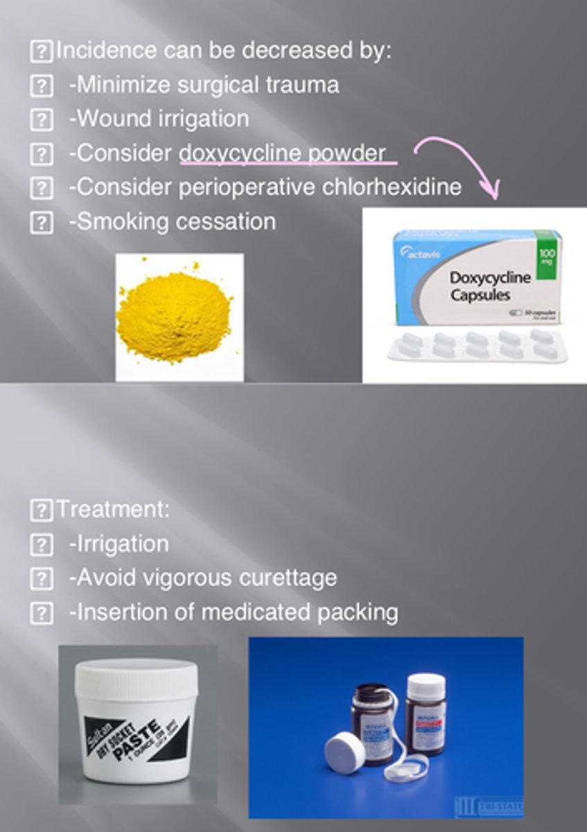 <p>What is dry socket paste made of</p><p>- refer to photo</p>