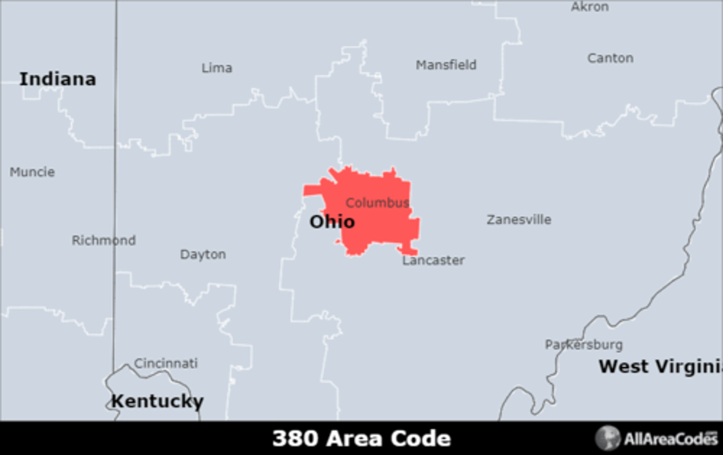 <p>Area code 380 serves Columbus, OH and the surrounding areas. It is an overlay for area code 614 and serves the same area.</p>
