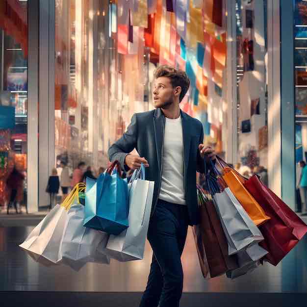 <p><span>a short period of time in which sb buys a lot of things.</span></p>