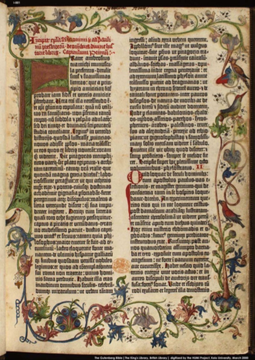 <p>the first full-sized book printed with movable type and a printing press</p>