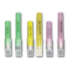 <p>Syringes:</p><ul><li><p><span style="font-family: Helvetica; font-size: 12px;">﻿﻿1 cc (TB)</span></p></li></ul><ul><li><p><span style="font-family: Helvetica; font-size: 12px;">﻿﻿3 cc</span></p></li><li><p><span style="font-family: Helvetica; font-size: 12px;">﻿﻿6 cc</span></p></li><li><p><span style="font-family: Helvetica; font-size: 12px;">﻿﻿12 cc</span></p></li><li><p><span style="font-family: Helvetica; font-size: 12px;">﻿﻿20 cc</span></p></li><li><p><span style="font-family: Helvetica; font-size: 12px;">﻿﻿35 cc</span></p></li><li><p><span style="font-family: Helvetica; font-size: 12px;">﻿﻿60 cc</span></p><p>Needles:</p></li><li><p>14 gauge </p></li></ul><ul><li><p><span style="font-family: Helvetica; font-size: 12px;">﻿﻿16 g</span></p></li><li><p><span style="font-family: Helvetica; font-size: 12px;">﻿﻿18 g</span></p></li><li><p><span style="font-family: Helvetica; font-size: 12px;">﻿﻿20 g</span></p></li><li><p><span style="font-family: Helvetica; font-size: 12px;">﻿﻿22 g</span></p></li><li><p><span style="font-family: Helvetica; font-size: 12px;">﻿﻿25 g</span></p></li><li><p><span style="font-family: Helvetica; font-size: 12px;">27 g</span></p></li></ul><p></p><p><span style="font-family: Helvetica; font-size: 12px;">Lower the number the thicker diameter needle</span></p><p></p>