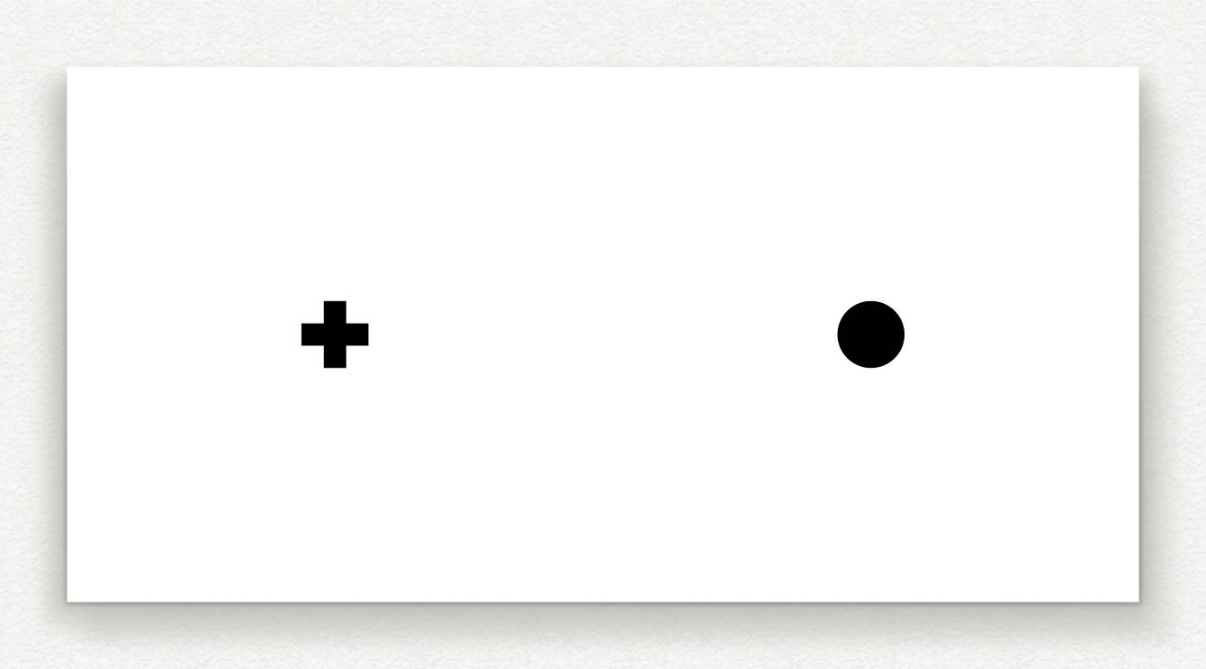 <p>A test that checks for the peripheral blind spot; the point where the x disappears from view</p>