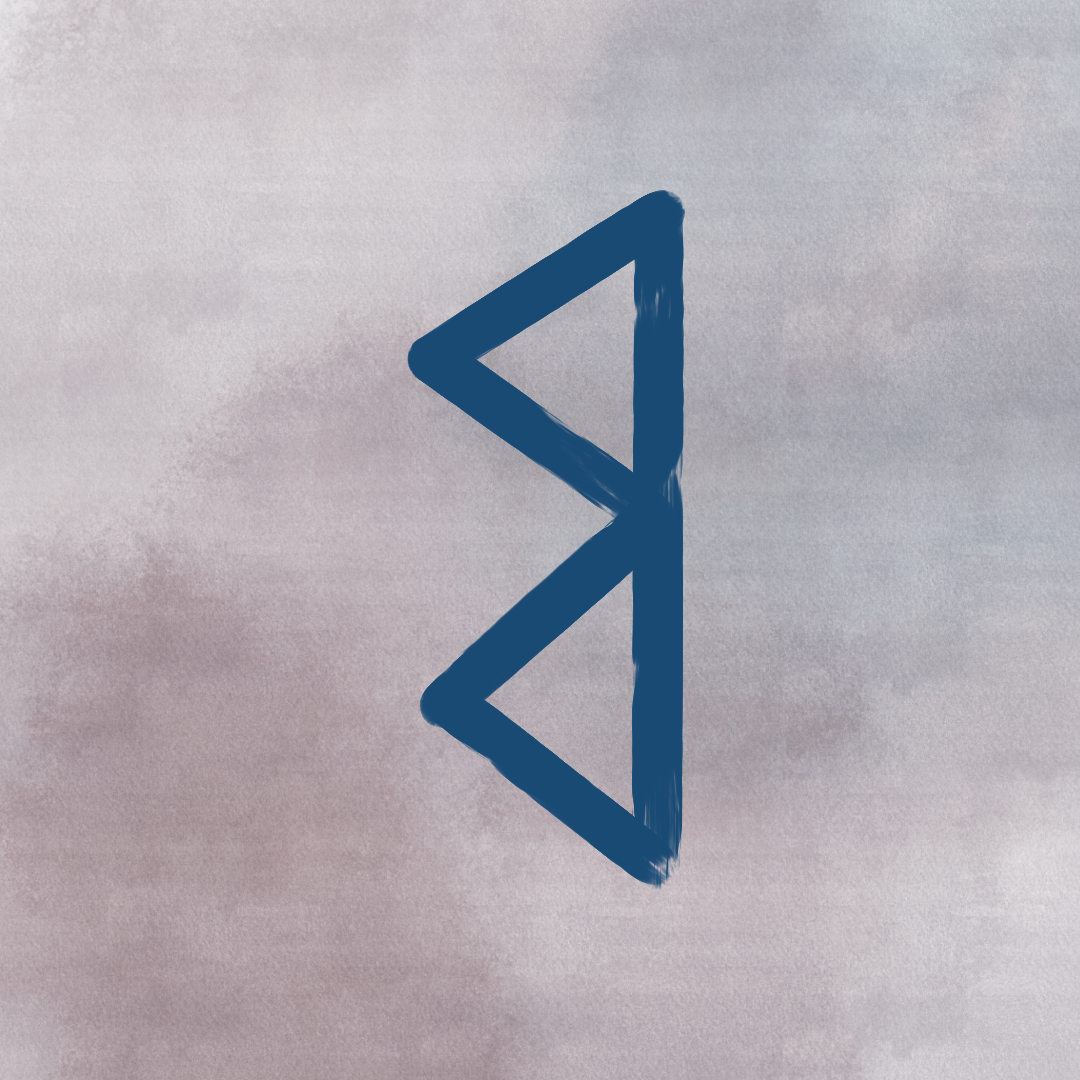 <p>Berkano (Reversed)</p>