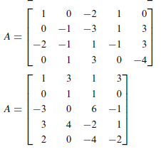 Find the rank and nullity of the matrix A by
reducing it to row echelon form.