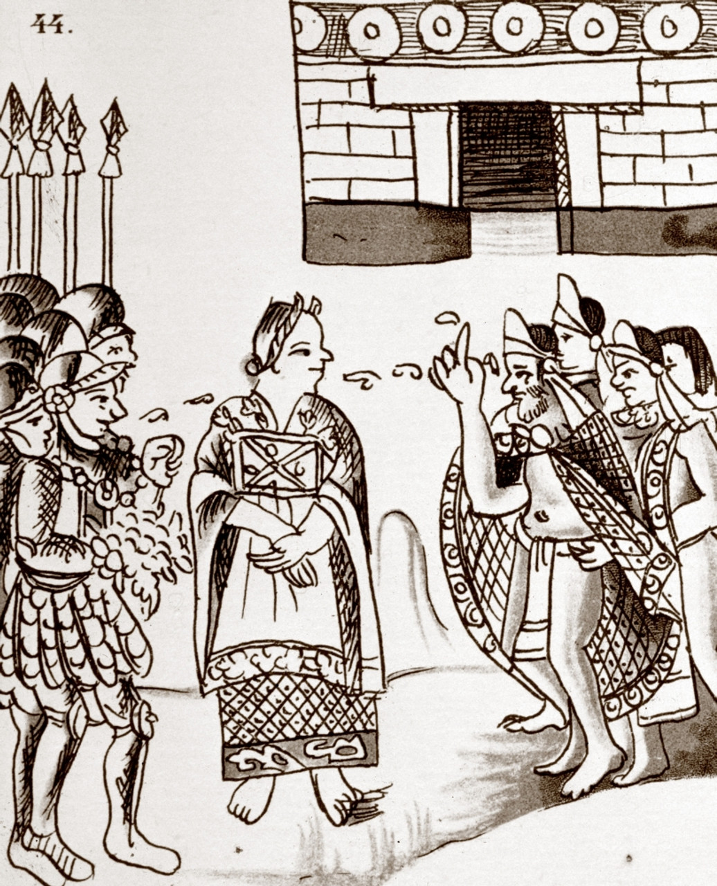 <p>Meeting between Moctezuma and Cortes</p>