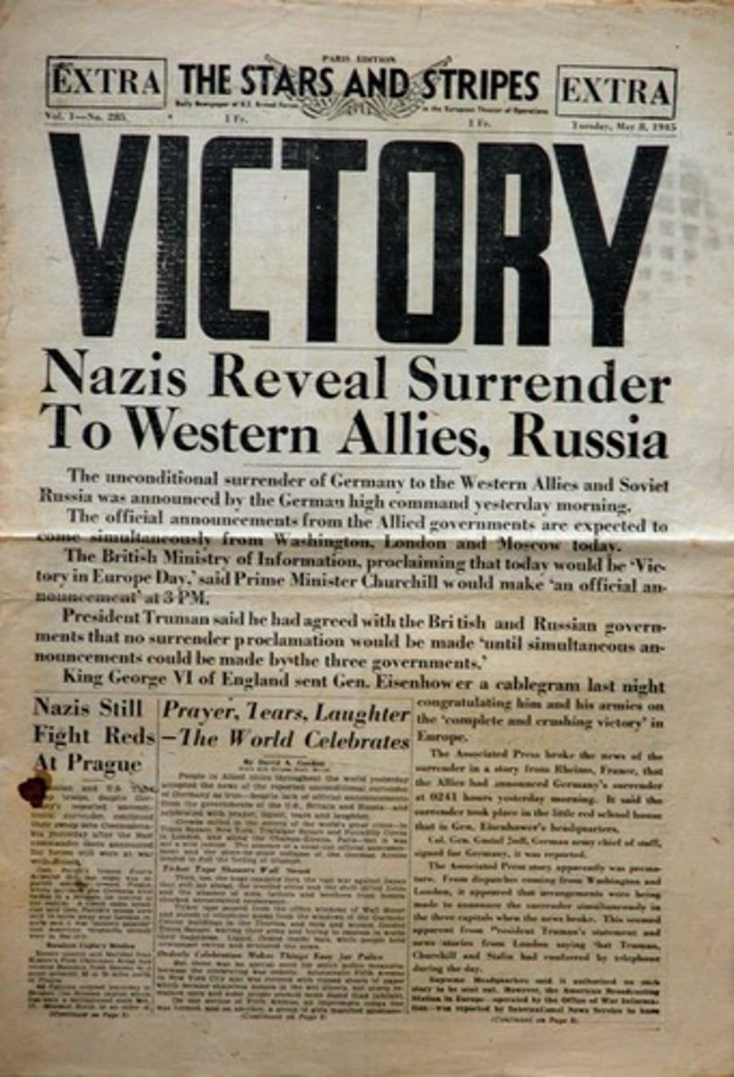 <p>May 8th 1945, The day that Germany surrendered, Hitler now dead</p>