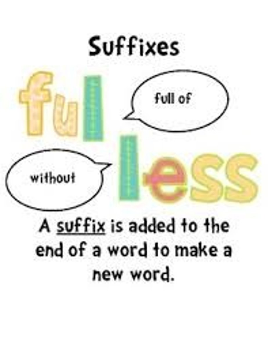 <p>a word part that can be added at the end of a word to make up a new word</p>
