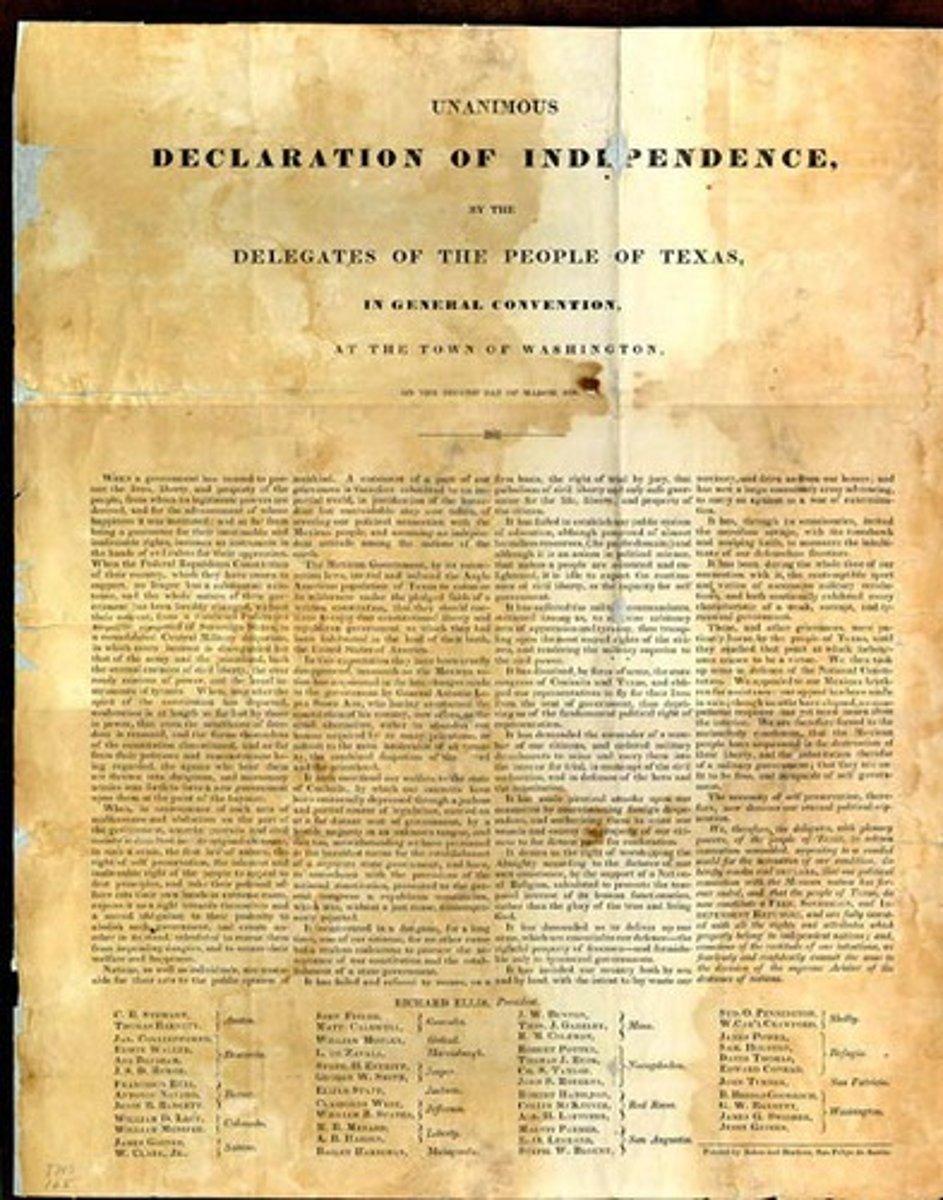 <p>The Republic of Texas was formed with this Declaration on March 2, 1836</p>