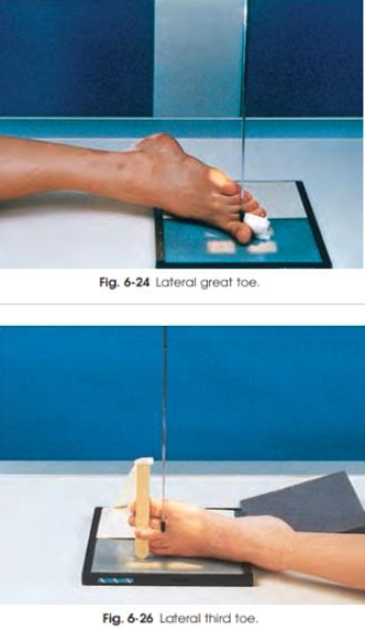 <p>PP: Use 4x4 gauze pad or pop-sickle stick to separate toe</p><p>RP: IP joint (1st toe) & Proximal IP joint (2nd-5th toe)</p><p>CR: ⟂</p><p>SS: Toe in true lateral </p><p> Phalanges in profile</p><p> Open IP joints spaces</p>