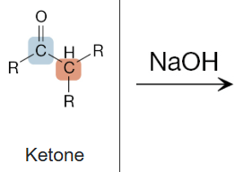 <p>What is the product of the reaction between a ketone and NaOH?</p>