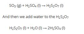 <p>SO3</p><p>H2SO4</p><p>dangerous</p><p>H2SO4</p><p>H2S2O7</p><p>H2SO4</p>