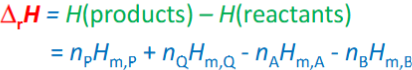 <p>only PV work: deltarU=qv deltarH=qp → deltarH=deltarU+deltar(pV)</p><p>deltar(pV)=deltar(nRT)</p>