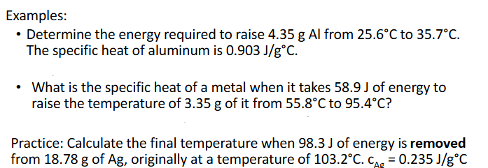 <p>Specific Heat Practice (Chapter 10)</p>