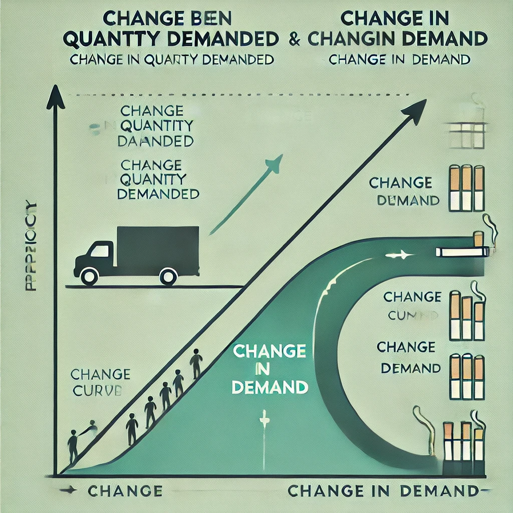 <p><span style="color: yellow">Use the example of smoking to illustrate the difference between a change in the quantity demanded and a change in demand. Change the price of cigarettes. How do customers respond to the price change? Have the CDC report on the dangers of smoking. How do customers respond to the information change? Which one is a change in demand and which is a change in quantity demanded?</span></p>