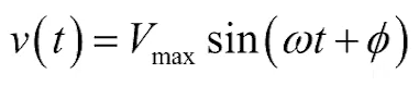 <ul><li><p>Page 360</p></li><li><p>Frequency, <em>f</em>, of sinusoid is reciprocal of period <em>T</em></p></li><li><p><em>Angular Frequency, ω = 2 * π * f </em></p></li><li><p><em>Instantaneous voltage as a function of time </em></p></li><li><p><em>V<sub>max </sub> </em>is maximum voltage i.e. amplitude of sinusoid </p></li></ul><p></p>