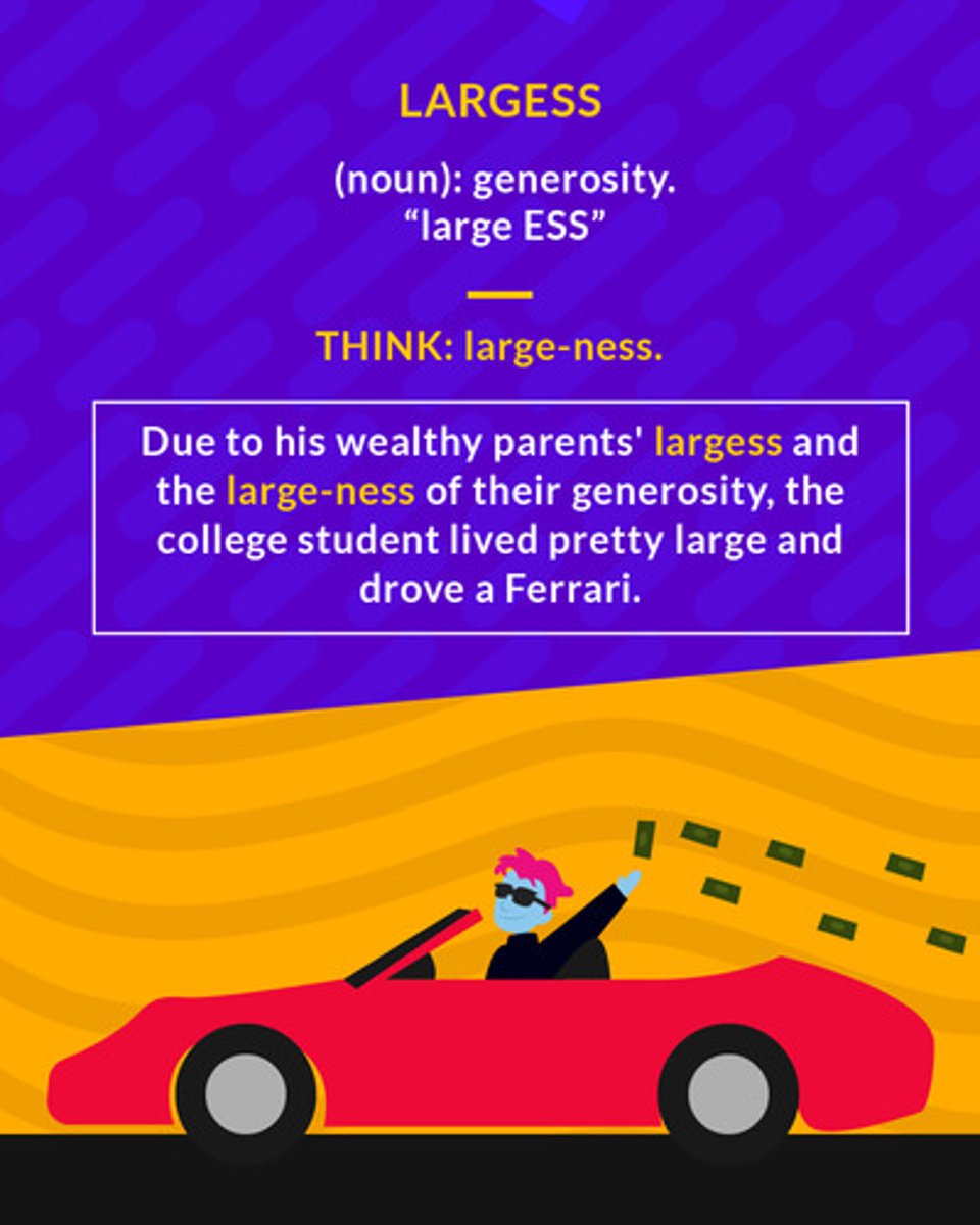 <p>(noun) generosity</p>