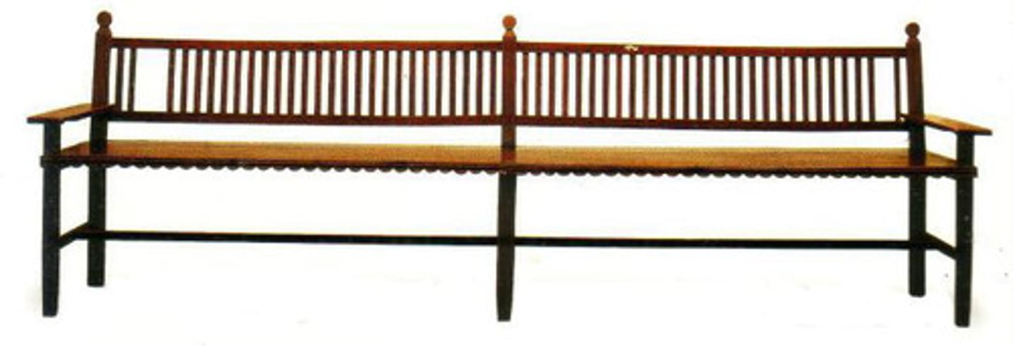 <p>Settee patterned after a church pew.</p>