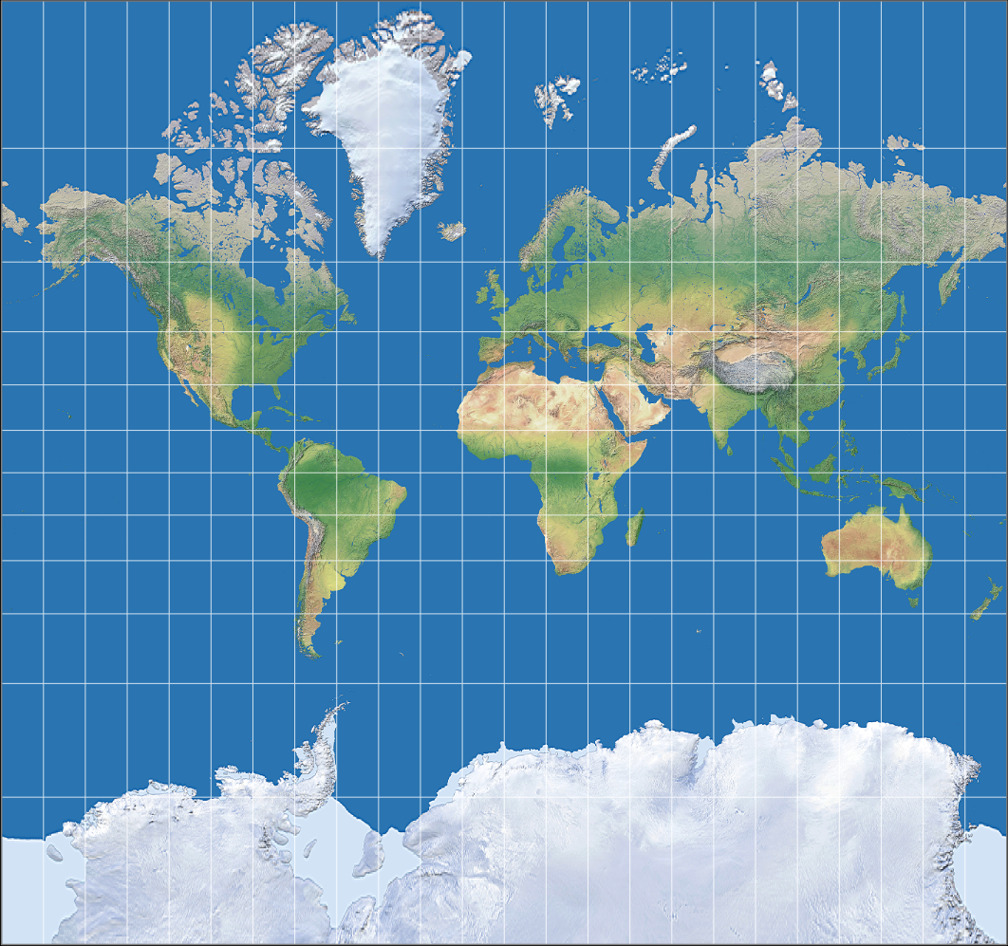 <p>Direction and shape are true. Size is distorted. Best for navigation and location latitude and longitude.  </p>