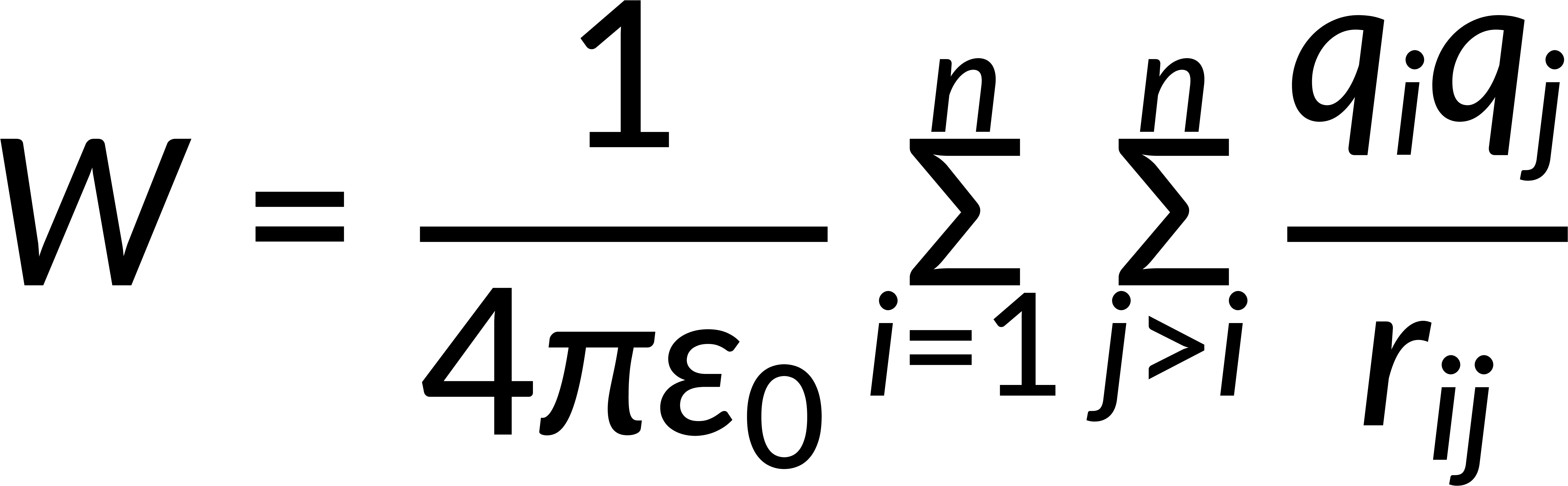 <p>W=Q²/8πε₀²R=1/2∫ρVdτ</p><p>U=(ε₀/2)E²</p>