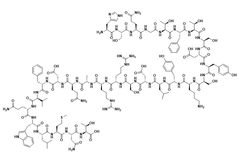 <p>The opposite of insulin. Increases the concentration of glucose in the blood if one hasn’t eaten in a while. Released by alpha cells in the pancreas.</p><p>Picture attached shows a fragment of the molecule.</p>