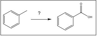 <p>Identify the set of reagents need to oxidize toluene to benzoic acid.</p>