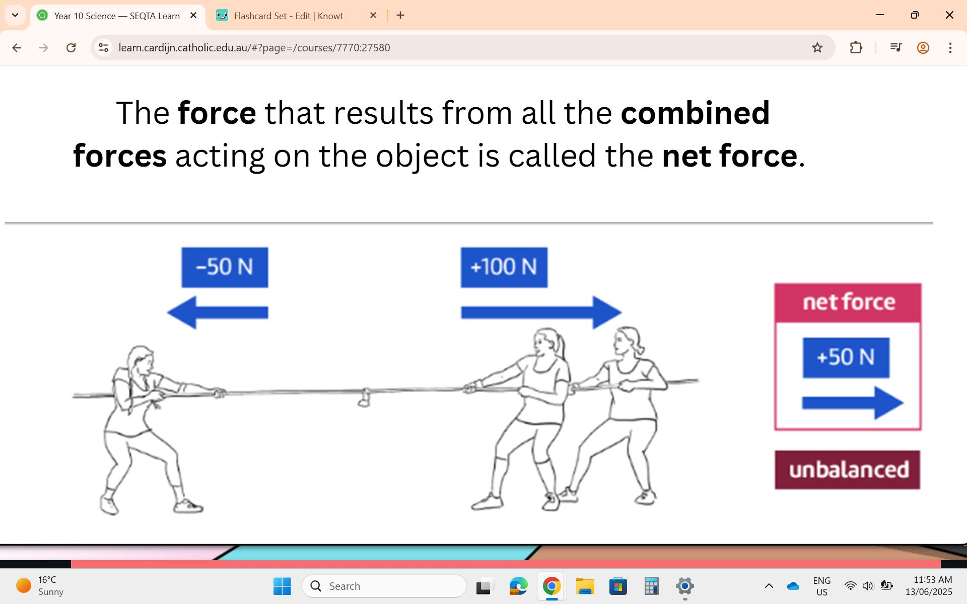 <p>Unbalanced Net Force</p>