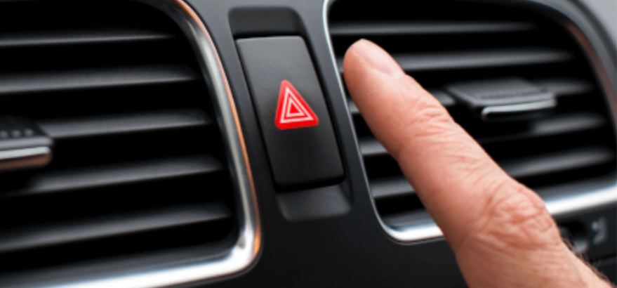 <p>Use your four-way flashers to warn other drivers. </p>