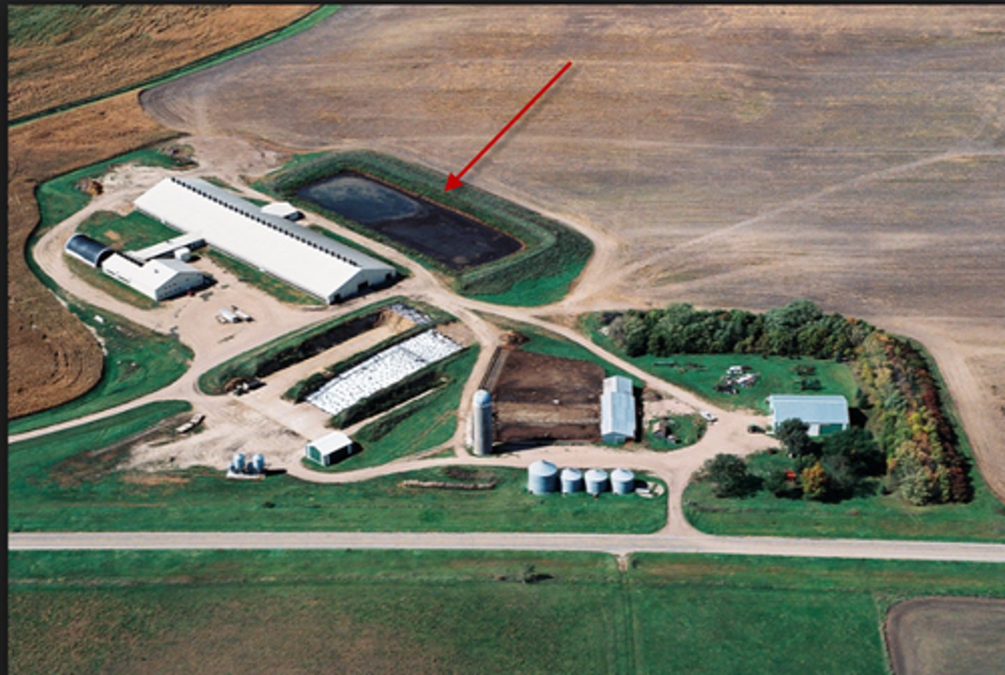 <p>Human-made pond lined with rubber built to handle large quantities of manure produced by livestock.</p>