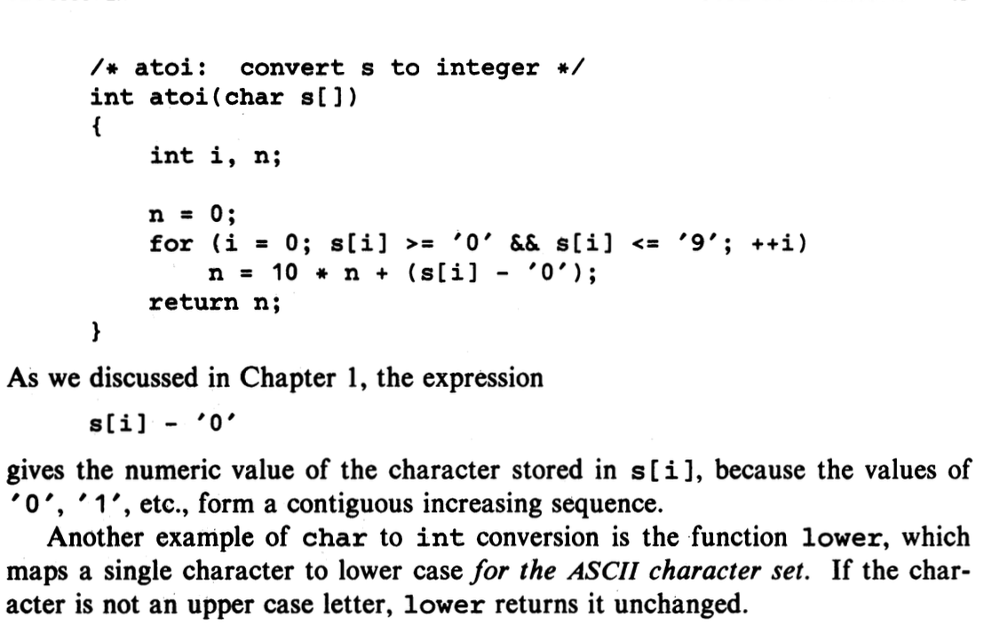 <p>Gives the numeric value of the character stored in s[i] because the values of ‘0’, ‘1’, etc., form a contiguous increasing sequence</p><p>Basically, char —> int</p>