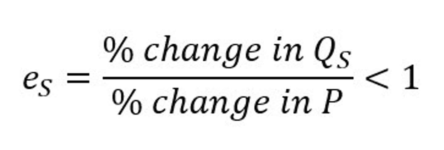 <p>the percentage change in quantity supplied will be less than the percentage change in price</p>
