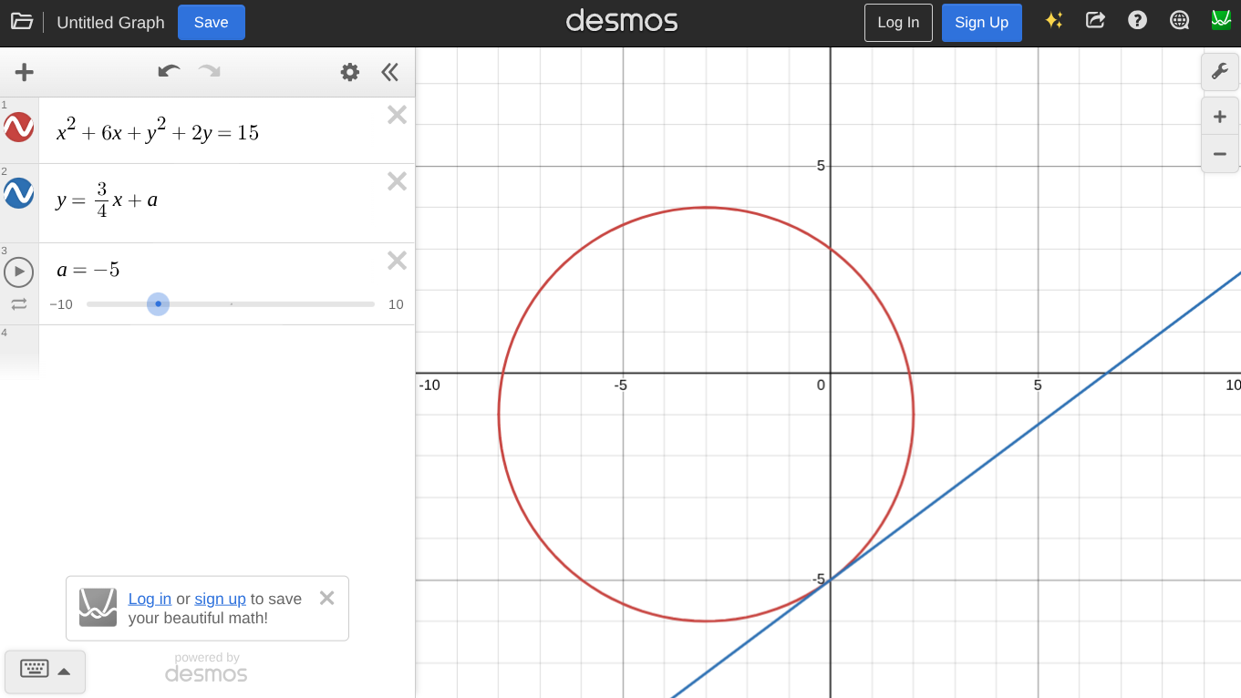<ul><li><p>Since you can use desmos, just write the damn equations out and just match it(tangent means its the slope of one of the points) and boom the answer is <strong>-5</strong></p></li><li><p>literally requires negative brain cells to solve</p></li></ul><p></p>