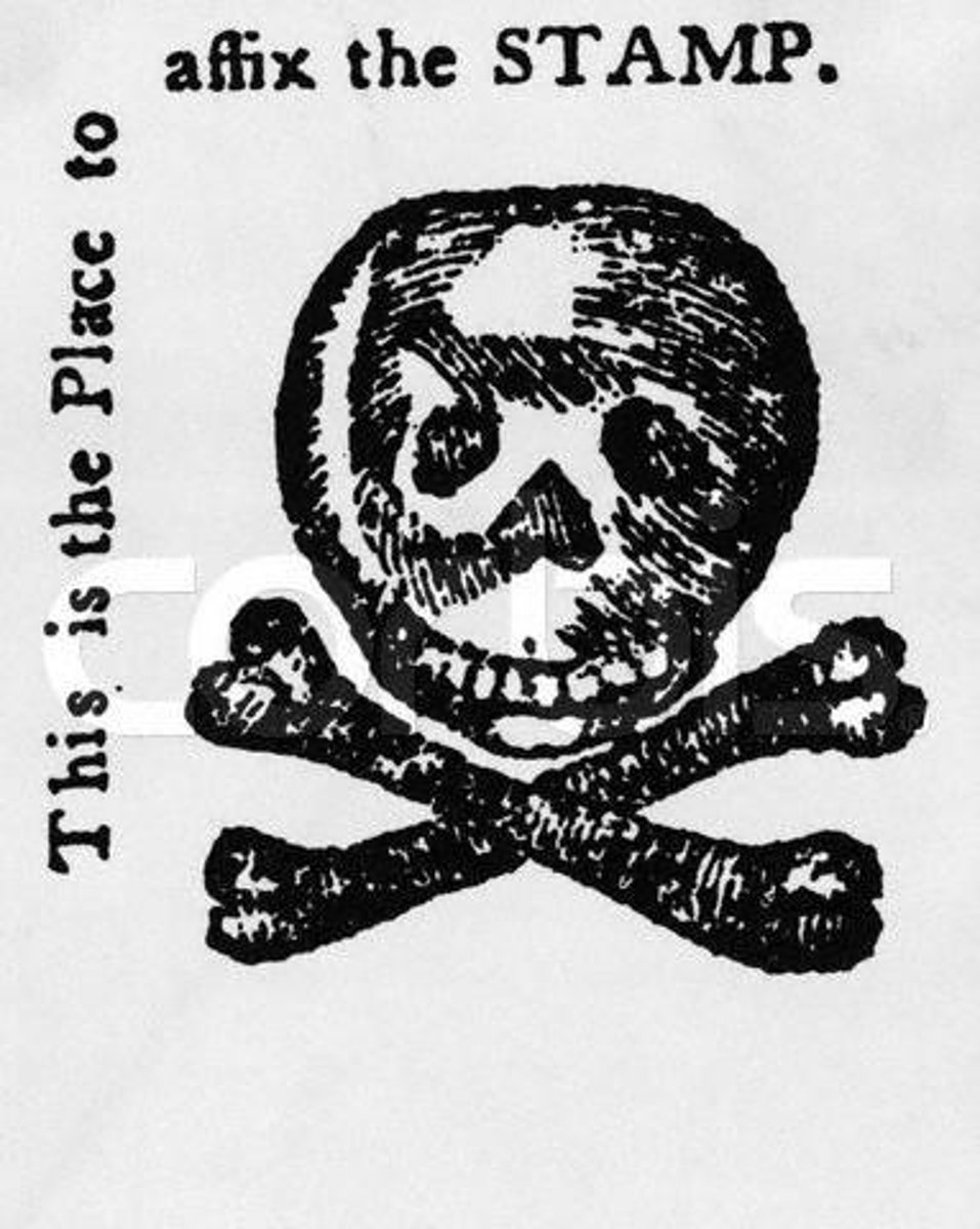 <p>1765; law that taxed printed goods, including: playing cards, documents, newspapers, etc.</p>