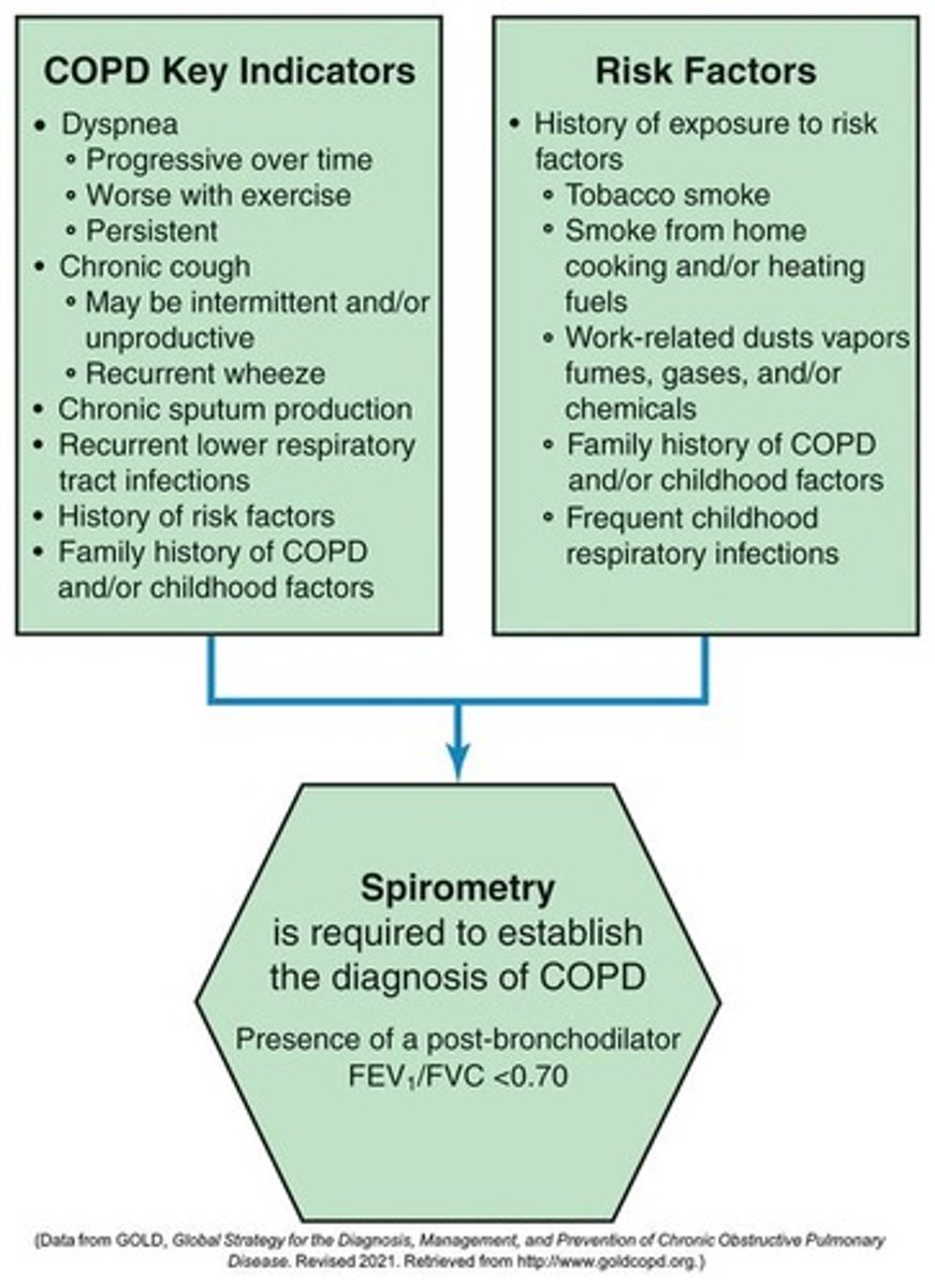 <p>Pulmonary function test essential for diagnosing COPD.</p>