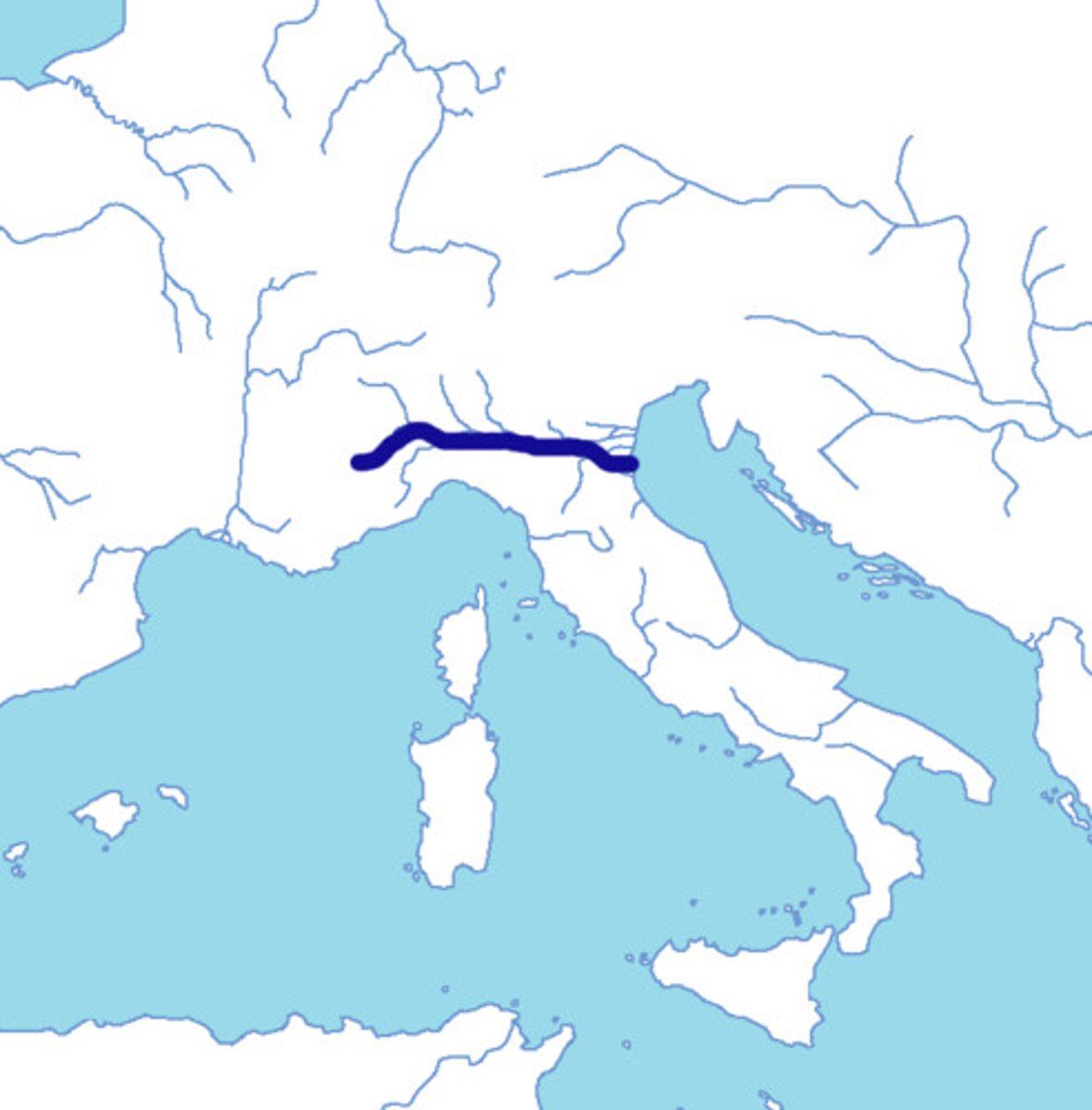 <p>Runs perpendicular to the Italian (Apennine) peninsula</p>