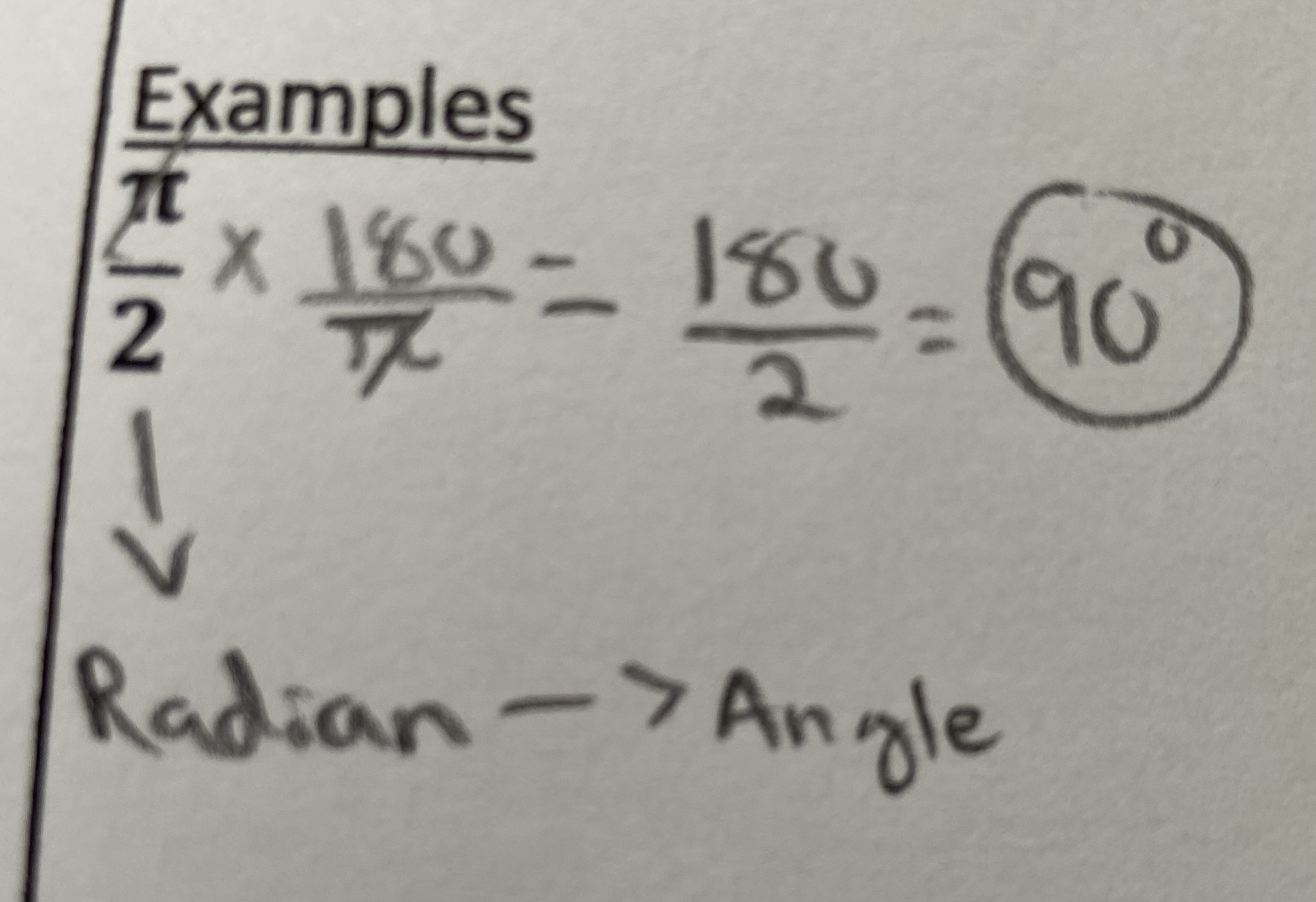<p>How do you turn a radian into an angle?</p>