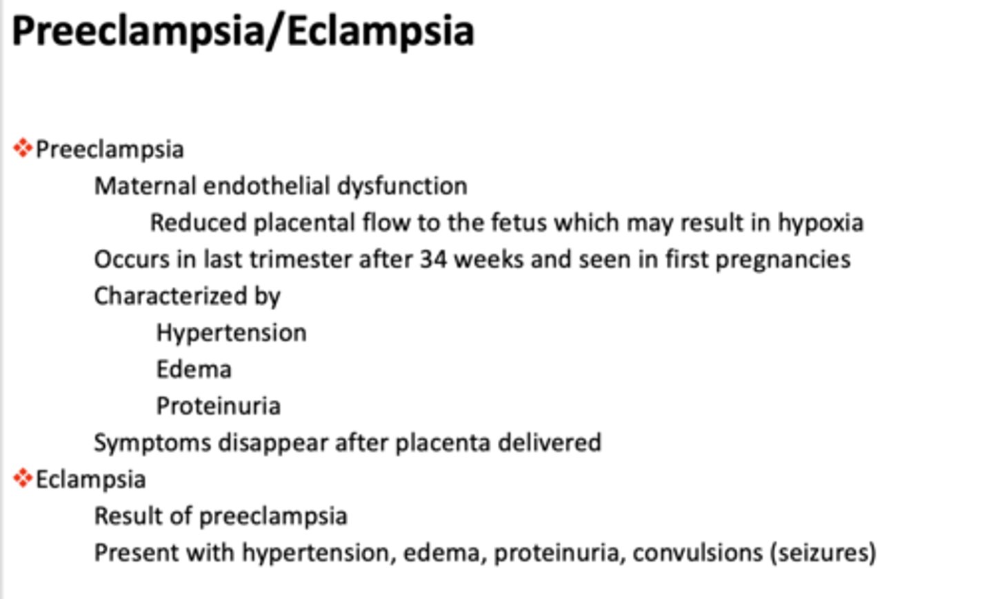 <p>preeclampsia</p>