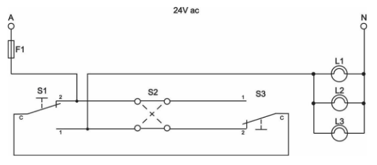 <p>What would the wiring diagram w/ looping at switch accompanying this circuit diagram look like?</p>