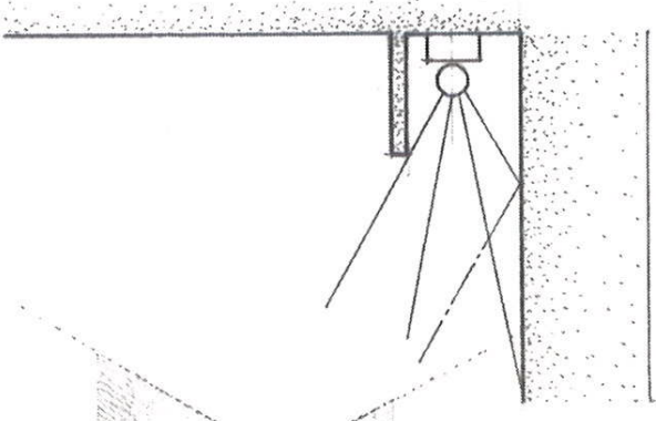 <p>A system where light sources are shielded by a panel parallel to the wall and attached to the ceiling to distribute light downwards over the wall.</p>