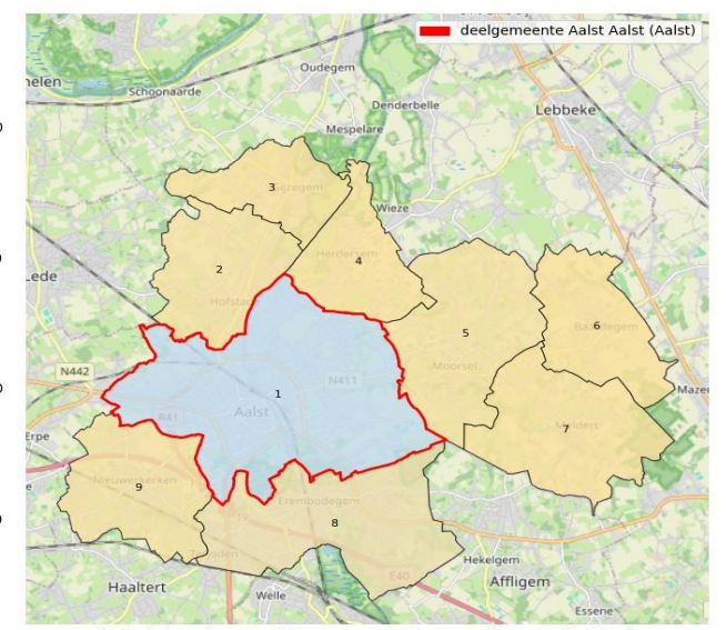 <p>Benoem de deelgemeenten</p><p></p>
